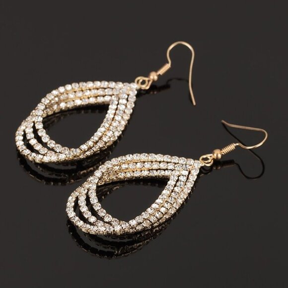 Jewelry earrings drop dangle party evening elegant sparkly sparkle crystals new - Picture 2 of 3